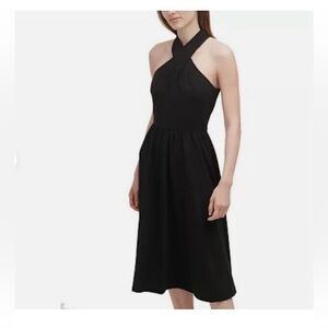 Calvin Klein Black High Neck Midi Dress